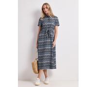 Midikleid STREET ONE, Damen, Gr. 40, EURO-Größen, frozen wave, Stoff, 88% Viskose, 12% Polyamid, gemustert, regular fit normal, V-Ausschnitt, abgesteppt, Kleider Midikleid, aus Viskose (31755104-40) f