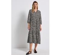 Midikleid STREET ONE, Damen, Gr. 40, EURO-Größen, grün (pine grove grün), Stoff, 100% Viskose, bedruckt, normal wadenlang, V-Ausschnitt, Bündchen, Kleider Midikleid, aus Viskose (19809729-40) pine gro