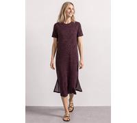 Midikleid STREET ONE, Damen, Gr. 40, EURO-Größen, rustic rouge, Stoff, 87% Viskose, 11% Polyester, 2% Elasthan, gemustert, comfort fit wadenlang, Rundhals, normaler Saum, Kleider Midikleid, mit grafis