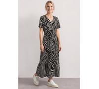Midikleid STREET ONE, Damen, Gr. 40, EURO-Größen, schwarz, Stoff, 100% Viskose, gemustert, comfort fit Midi, V-Ausschnitt, normaler Saum, Kleider Midikleid, mit Print (47251253-40) schwarz