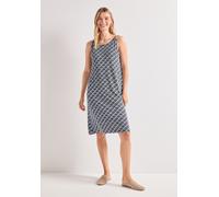 Midikleid STREET ONE, Damen, Gr. 40, EURO-Größen, schwarz-weiß (shadowed navy), Stoff, 95% Viskose, 5% Elasthan, gemustert, normal ca. Mitte Oberschenkel, Rundhals, abgesteppt, Kleider Midikleid, aus