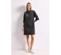 Midikleid STREET ONE, Damen, Gr. 42, EURO-Größen, gravel grau, Web, 98% Baumwolle, 2% Elasthan, unifarben, normal knielang, V-Ausschnitt, abgesteppt, Kleider Midikleid, in Cord-Optik (67927400-42) gra