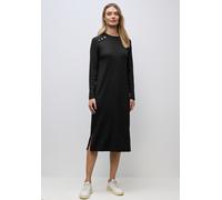 Midikleid STREET ONE, Damen, Gr. 42, EURO-Größen, schwarz, Stoff, 63% Polyester, 34% Viskose, 3% Elasthan, unifarben, normal wadenlang, Rundhals, abgesteppt, Kleider Midikleid, in Unifarbe (33450164-4