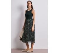 Midikleid STREET ONE, Damen, Gr. 42, N-Gr, deep bound grün, Web, Obermaterial: 97% Viskose, 3% Elasthan. Futter: 100% Viskose, bedruckt, wadenlang, Rundhals, Kleider Midikleid, Strukturmix, bedruckt (