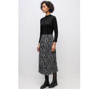 Midikleid STREET ONE, Damen, Gr. 44, EURO-Größen, schwarz, Web, Oberteil: 97% Viskose, 3% Elasthan; Unterteil: 100% Polyester; Unterrock: 100% Viskose, animal-print, normal wadenlang, Rundhals, abgest