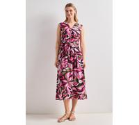Midikleid STREET ONE, Damen, Gr. 44, EURO-Größen, magenta dream, Stoff, 100% Viskose, geblümt, comfort fit wadenlang, Rundhals, abgesteppt, Kleider Midikleid, aus Viskose (53163968-44) magenta dream