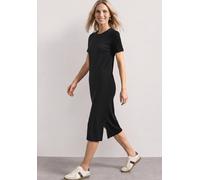 Midikleid STREET ONE, Damen, Gr. 44, EURO-Größen, schwarz, Web, 95% Baumwolle, 5% Elasthan, unifarben, normal wadenlang, Rundhals, abgesteppt, Kleider Midikleid, im Basic Style (70497665-44) schwarz