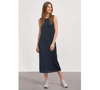 Midikleid STREET ONE, Damen, Gr. 44, EURO-Größen, schwarzest blau, Stoff, Obermaterial: 80% Polyester, 20% Baumwolle. Unterkleid: 95% Viskose, 5% Elasthan, unifarben, normal wadenlang, Rundhals, abges