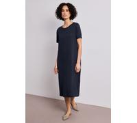 Midikleid STREET ONE, Damen, Gr. 44, EURO-Größen, shadowed navy, Stoff, 95% Viskose, 5% Elasthan, unifarben, comfort fit Midi, Rundhals, normaler Saum, Kleider Midikleid, in Unifarbe (64454722-44) sha