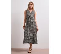 Midikleid STREET ONE, Damen, Gr. 44, EURO-Größen, clay sand, Stoff, 100% Viskose, gemustert, normal wadenlang, V-Ausschnitt, abgesteppt, Kleider Midikleid, mit Zipper-Detail (13231427-44) clay sand