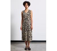 Midikleid STREET ONE, Damen, Gr. 46, EURO-Größen, beige (coastal beige), Stoff, 100% Viskose, bedruckt, normal wadenlang, V-Ausschnitt, abgesteppt, Kleider, mit Print (86590217-46) coastal beige