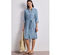 Jeanskleid STREET ONE, Damen, Gr. 46, N-Gr, light blau soft wash, Web, Obermaterial: 100% Lyocell. Futter: 100% Baumwolle, figurumspielend knielang, Kleider, seitliche Schlitze, washed Look (50203348-