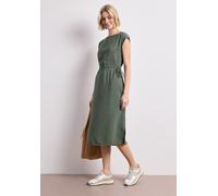 Midikleid STREET ONE, Damen, Gr. 46, EURO-Größen, bound grün, Stoff, 88% Viskose, 12% Polyamid, unifarben, comfort fit Midi, U-Boot-Ausschnitt, normaler Saum, Kleider Midikleid, in Unifarbe (22804863-