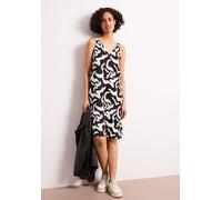 Druckkleid STREET ONE, Damen, Gr. 46, N-Gr, espresso braun, Jersey, Obermaterial: 100% Leinen. Futter: 100% Baumwolle, bedruckt, figurumspielend knielang, V-Ausschnitt, Kleider Druckkleid, mit Allover
