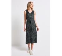 Midikleid STREET ONE, Damen, Gr. 46, EURO-Größen, grün (mid grün), Stoff, 100% Viskose, bedruckt, normal wadenlang, V-Ausschnitt, abgesteppt, Kleider Midikleid, mit Print (93022046-46) mid grün