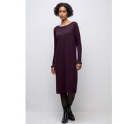 Midikleid STREET ONE, Damen, Gr. 46, EURO-Größen, jazz berry, Stoff, 63% Polyester, 34% Viskose, 3% Elasthan, unifarben, normal kniebedeckend, Rundhals, gewellter Abschluss, Kleider Midikleid, mit Run