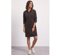 Midikleid STREET ONE, Damen, Gr. 46, EURO-Größen, schwarz coffee, Cord, 98% Baumwolle, 2% Elasthan, unifarben, normal knieumspielend, V-Ausschnitt, abgesteppt, Kleider Midikleid, in Cord-Optik (936094