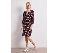 Midikleid STREET ONE, Damen, Gr. 46, EURO-Größen, rustic rouge, Stoff, 100% Viskose, gepunktet, comfort fit knielang, Rundhals, Bündchen, Kleider Midikleid, knielang (21098363-46) rustic rouge