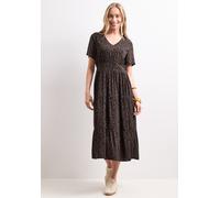 Midikleid STREET ONE, Damen, Gr. 46, EURO-Größen, molten earth, Stoff, 100% Viskose, gemustert, comfort fit Midi, V-Ausschnitt, normaler Saum, Kleider Midikleid, mit Print (75910162-46) molten earth