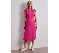 Midikleid STREET ONE, Damen, Gr. 46, EURO-Größen, magenta dream, Stoff, 88% Viskose, 12% Polyamid, unifarben, comfort fit Midi, U-Boot-Ausschnitt, normaler Saum, Kleider Midikleid, in Unifarbe (457169