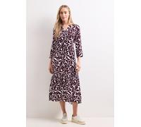 Midikleid STREET ONE, Damen, Gr. 46, EURO-Größen, rustic rouge, Stoff, 100% Viskose, gemustert, normal wadenlang, Rundhals, Bündchen, Kleider Midikleid, aus Viskose (63597154-46) rustic rouge