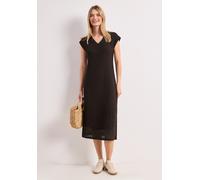 Midikleid STREET ONE, Damen, Gr. 46, EURO-Größen, schwarz (espresso braun), Web;Stoff;Spitze, Obermaterial: 70% Baumwolle, 30% Polyester. Futter: 95% Viskose, 5% Elasthan, unifarben, regular fit waden