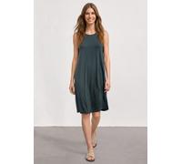 Midikleid STREET ONE, Damen, Gr. 46, EURO-Größen, schwarz shadowed teal, Stoff, 95% Viskose, 5% Elasthan, unifarben, comfort fit knielang, Rundhals, normaler Saum, Kleider Midikleid, knielang (4372213