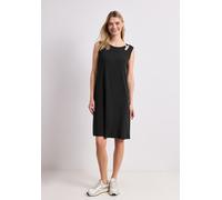 Midikleid STREET ONE, Damen, Gr. 46, EURO-Größen, schwarz, Stoff, 95% Viskose, 5% Elasthan, unifarben, normal knielang, Rundhals, abgesteppt, Kleider Midikleid, mit Rundhalsausschnitt (97061653-46) sc
