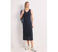 Midikleid STREET ONE, Damen, Gr. 46, EURO-Größen, tempest blau, Web;Stoff;Spitze, Obermaterial: 70% Baumwolle, 30% Polyester. Futter: 95% Viskose, 5% Elasthan, unifarben, regular fit wadenlang, V-Auss