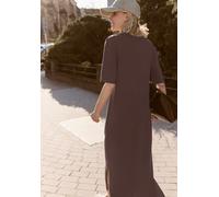 Street One Studio Frauen Midi-Kleid mit Rundhals und Knopfdetail in Braun, Gr: 38