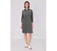 Midikleid STREET ONE STUDIO, Damen, Gr. 44, EURO-Größen, beige (deep stone grau), Cord, 98% Baumwolle, 2% Elasthan, unifarben, normal knieumspielend, V-Ausschnitt, Bündchen, Kleider Midikleid, mit Kno