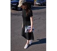 Midikleid STREET ONE STUDIO, Damen, Gr. 44, EURO-Größen, schwarz, Kleider Midikleid, mit Rundhalsausschnitt (90703714-44) schwarz