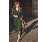 Midikleid STREET ONE STUDIO, Damen, Gr. 46, EURO-Größen, oil grün, Stoff, Obermaterial: 100% Polyester; Futter: 100% Modal, gemustert, normal Midi, V-Ausschnitt, elastischer Bund, Kleider Midikleid, m