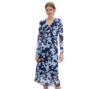 Midikleid TOM TAILOR, Damen, Gr. 34, N-Gr, blau (blau cut floral design), Mesh, Obermaterial: 90% Polyester, 10% Elasthan. Futter: 100% Polyester, geblümt, regular fit kniebedeckend, V-Ausschnitt, Kle