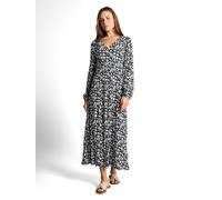 Midikleid TOM TAILOR, Damen, Gr. 36, N-Gr, blau ginkgo minimal, Jersey, Obermaterial: 100% Polyester, gemustert, regular fit knöchelfrei, V-Ausschnitt, elastischer Bund, Kleider Midikleid, mit All-Ove