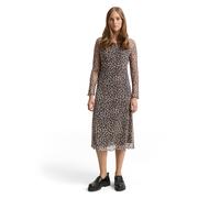 Midikleid TOM TAILOR DENIM, Damen, Gr. XS (34), N-Gr, braun (leo print), Mesh, Obermaterial: 90% Polyester, 10% Elasthan. Futter: 100% Polyester, bedruckt, regular fit kniebedeckend, tiefer Rundhals,