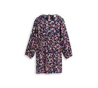 Midikleid TOM TAILOR, Mädchen, Gr. 116/122, N-Gr, blau multicolor flo, Web, Obermaterial: 100% Viskose, geblümt, lässig geschnitten kniebedeckend, Rundhals, elastischer Bund, Kleider Midikleid, mit fl