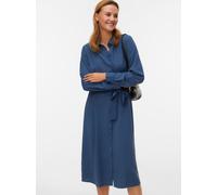 Midikleid VERO MODA "VMESME LS CALF SHIRT DRESS WVN GA", Damen, Gr. S, N-Gr, schwarz denim, Web, Obermaterial: 100% Polyester, unifarben, regular fit Midi, Kleider Midikleid, Sommerkleid (93344732-S)