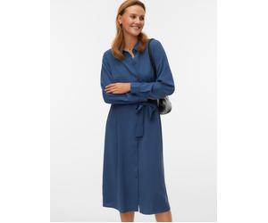 Midikleid VERO MODA "VMESME LS CALF SHIRT DRESS WVN GA", Damen, Gr. S, N-Gr, schwarz denim, Web, Obermaterial: 100% Polyester, unifarben, regular fit Midi, Kleider Midikleid, Sommerkleid (93344732-S)