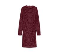 Midikleid VERO MODA "VMLAYLA LS SHORT DRESS JRS NOOS", Damen, Gr. XL, N-Gr, rot (windsor wine), Jersey, Obermaterial: 96% Polyester, 4% Elasthan, bedruckt, regular fit kurz, Rundhals, Kleider Midiklei
