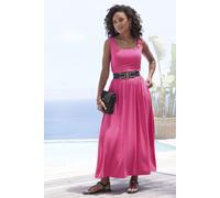 Midikleid VIVANCE "mit Taschen aus weicher Viskose-Stretch-Qualität", Damen, Gr. 44, N-Gr, beere, Jersey, Obermaterial: 95% Viskose, 5% Elasthan, unifarben, figurumspielend ca. Mitte Wade, eckiger Aus