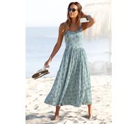 Midikleid VIVANCE "mit Blümchendruck aus Viskosejersey", Damen, Gr. 34, N-Gr, grün (grün, bedruckt), Jersey, Obermaterial: 100% Viskose, geblümt, figurumspielend ca. Mitte Wade, tiefer Rundhals, Kleid