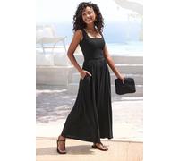 Midikleid VIVANCE "mit Taschen aus weicher Viskose-Stretch-Qualität", Damen, Gr. 34, N-Gr, schwarz, Jersey, Obermaterial: 95% Viskose, 5% Elasthan, unifarben, figurumspielend ca. Mitte Wade, eckiger A