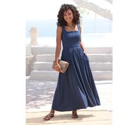 Midikleid VIVANCE "mit Taschen aus weicher Viskose-Stretch-Qualität", Damen, Gr. 42, N-Gr, blau (nachtblau), Jersey, Obermaterial: 95% Viskose, 5% Elasthan, unifarben, figurumspielend ca. Mitte Wade, 