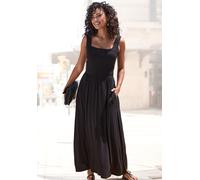 Midikleid VIVANCE "mit Taschen aus weicher Viskose-Stretch-Qualität", Damen, Gr. 46, N-Gr, ohne Ärmel, Jersey, schwarz, Jersey, Obermaterial: 95% Viskose, 5% Elasthan, unifarben, figurumspielend ca. M