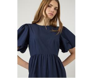 Midikleid Y.A.S "YASCOLEA SS ANKLE DRESS S. NOOS", Damen, Gr. 36, N-Gr, navy blazer, Web, Obermaterial: 100% Baumwolle, unifarben, knöchellang, Rundhals, elastischer Bund, Kleider Midikleid, Sommerkle