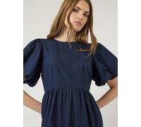 Midikleid Y.A.S "YASCOLEA SS ANKLE DRESS S. NOOS", Damen, Gr. 38, N-Gr, navy blazer, Web, Obermaterial: 100% Baumwolle, unifarben, knöchellang, Rundhals, elastischer Bund, Kleider Midikleid, Sommerkle