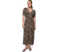Midikleid ZERO "Damen kurzarm mit Leoprint", Damen, Gr. 44, Normalgrößen, beige, schwarz, Jersey, Obermaterial: 3% Elasthan, 97% Polyester, bedruckt, A-Linie lang, V-Ausschnitt, Kleider Midikleid, Raf