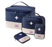 MidingChai 4 Stück Medikamententasche, Tragbar Teiseapotheke Tasche, Klein & Große Wasserdicht Medikament Tasche stasche,Medizin Aufbewahrungstasche Reise für Home Office Reisen(Blau)