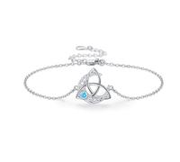 Midir&Etain Keltische Knoten Armband 925 Sterling Silber Zirkonia Blau Mond Armband Keltischer Schmuck Geschenke für Frauen Mädchen Freundin Damen